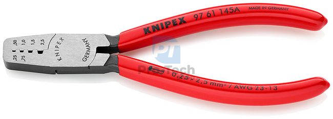 Crimping Pliers for End Sleeves with Dipped Handles 145 mm KNIPEX 08707