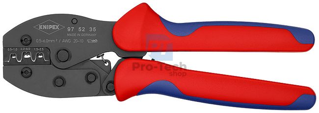 PreciForce® crimping pliers with AWG 20 - 10 with multi-component handles 220mm KNIPEX 16035