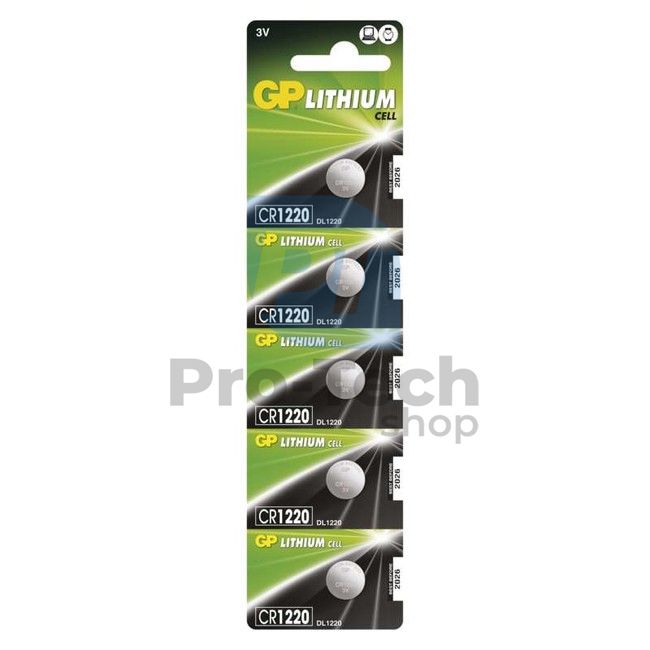 Lithium button cell battery GP CR1220, 5pcs 70418