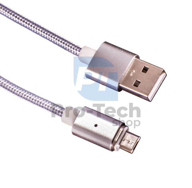 Magnetic MicroUSB cable A-B, 1m, braided 72387