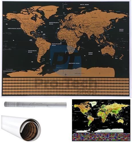 World map - scratch off with flags 74592