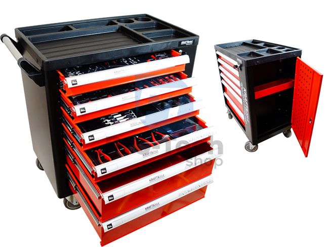 Workshop trolley with tools 6 drawers with cabinet 263pcs 06527