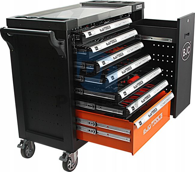 Assembly trolley with tools 7 drawers with pull-out shelf 306 pcs BJC 15889