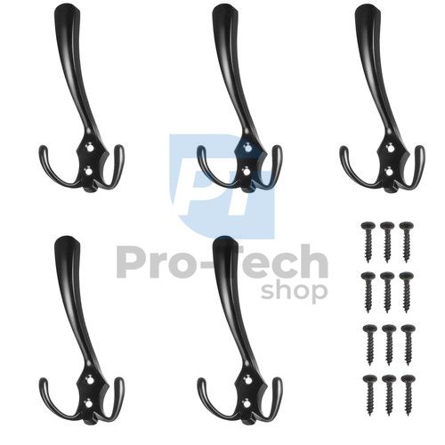 Wall hanger, black - set of 5 pcs 74707