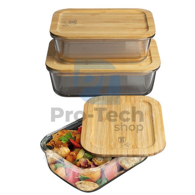 Glass lunch box with bamboo lid 20539