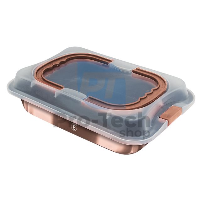 Oblong baking dish with titanium surface and lid ROSE GOLD 19490