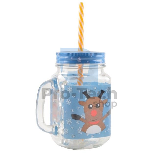 Cup with lid and straw Christmas reindeer 450ml 52721