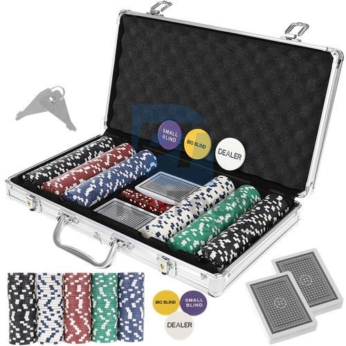 Poker - Set of 300 chips in metal case HQ 74931