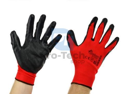 Work gloves 9" Red Nitrile 06595