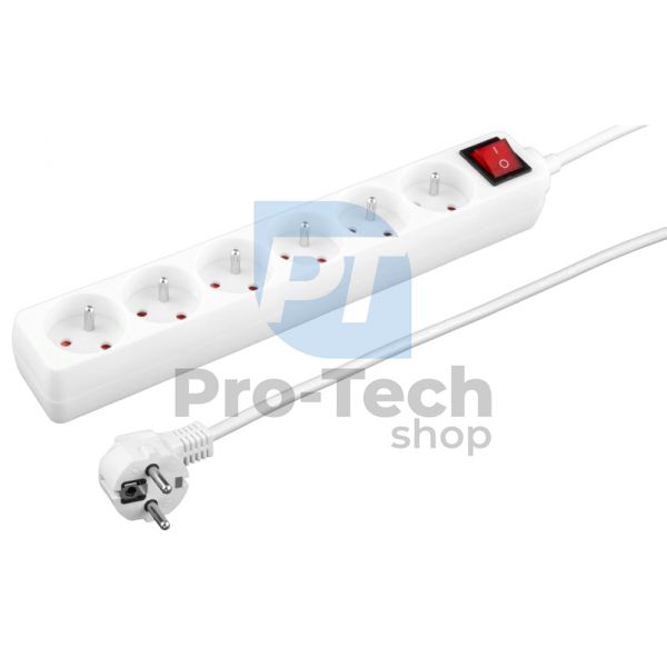 Extension cable 1,5m, 6 x socket, 1 x switch, white 73382