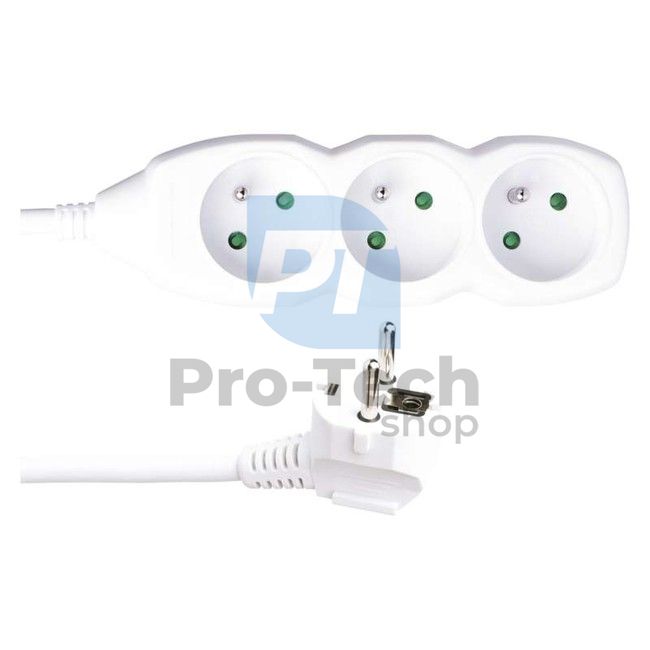 Extension cable - 3 sockets, 10m, 3×1.5mm2, white 70057