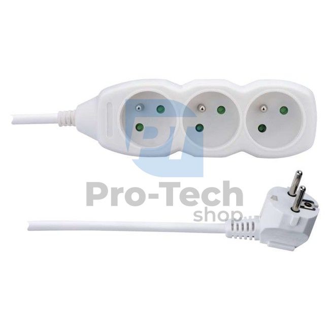 Extension cable - 3 sockets, 1,5m, white 70801