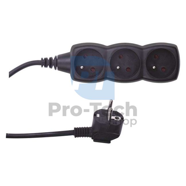 Extension cable - 3 sockets, 1.5m, black 70768