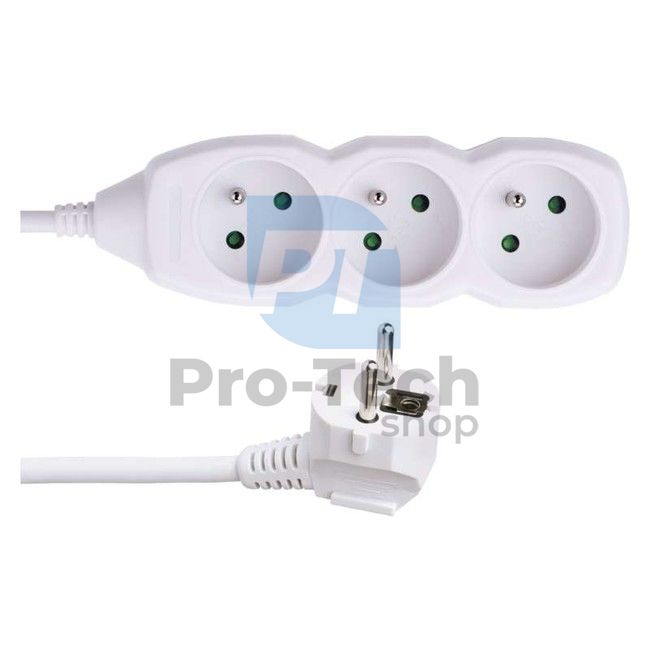 Extension cable - 3 sockets, 3m, white 70777