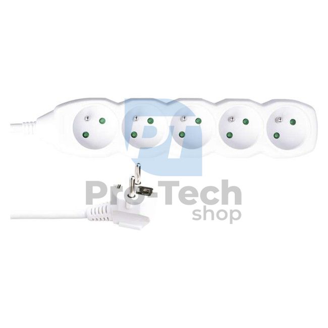 Extension cable - 5 sockets, 10m, 3×1,5mm2, white 70082