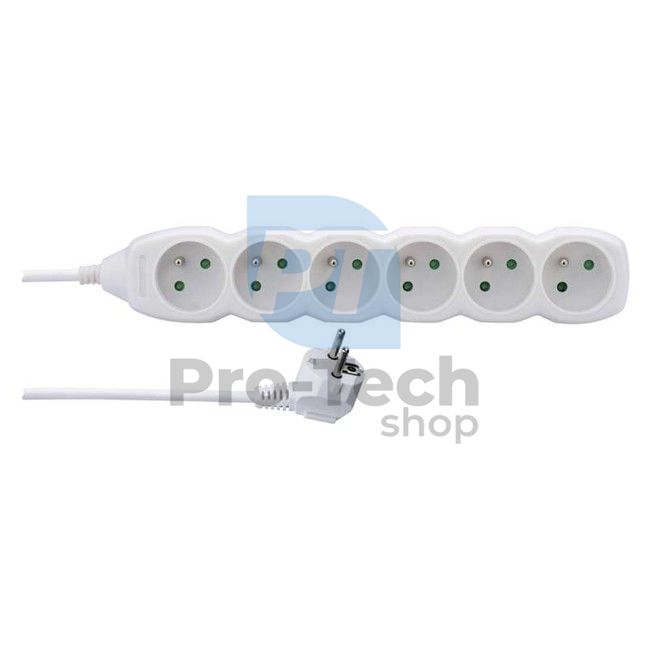 Extension cable - 6 sockets, 2m, white 70514