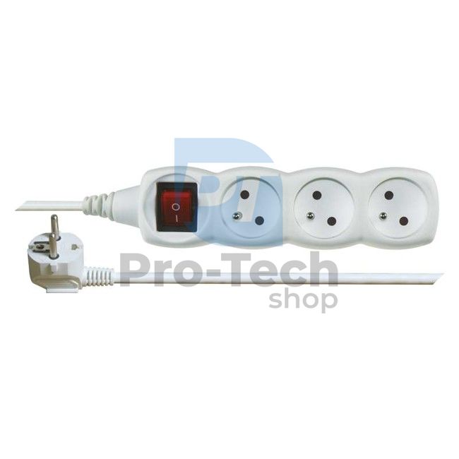 Extension cable with switch - 3 sockets, 10m, white 70402