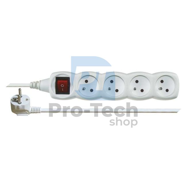 Extension cable with switch - 4 sockets, 10m, white 70253