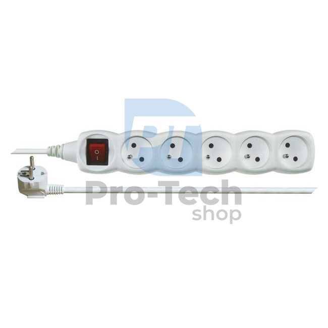 Extension cable with switch - 5 sockets, 10m, white 70754