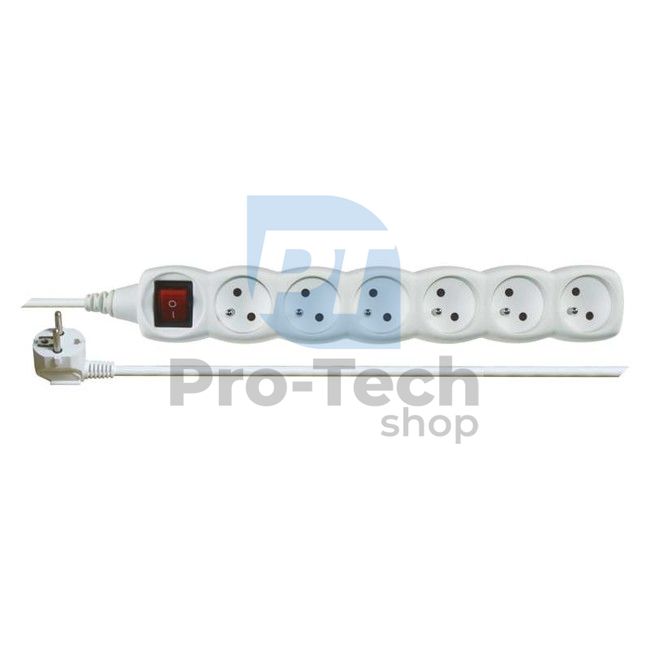 Extension cable with switch - 6 sockets, 2m, white 70507