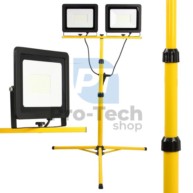 Portable construction spotlight with tripod 2x 100W 40465