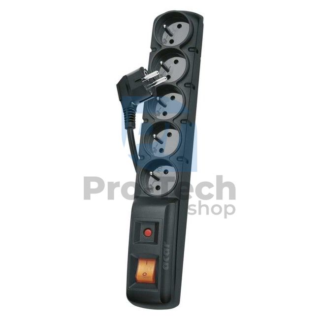 Surge protector - 5 sockets, 1,5m, black 70986