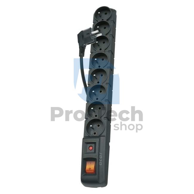 Surge protector - 8 sockets, 1,5m, black 70960