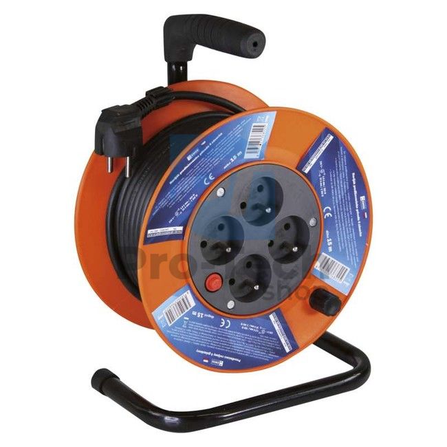 PVC extension cable on reel - 4 sockets, 15m, 1mm2 70269