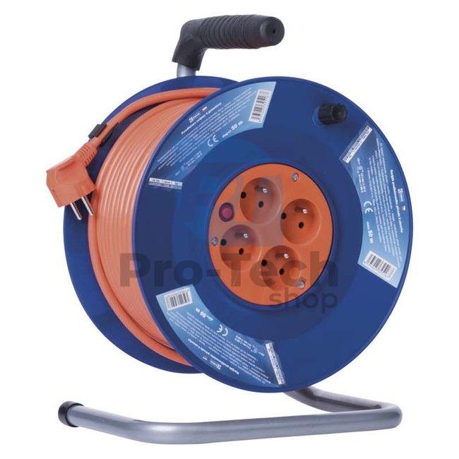 PVC extension cable on reel - 4 sockets, 50m, 1,5mm2 70667