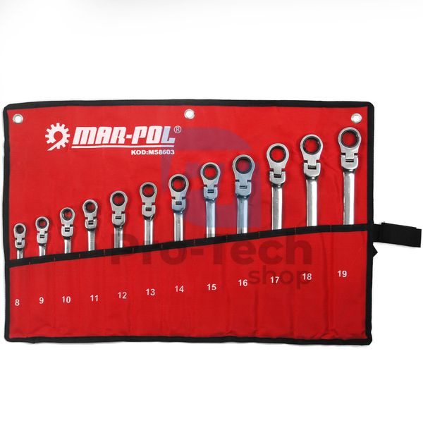 Ratchet articulated wall wrenches 12pcs 8-19mm 15745