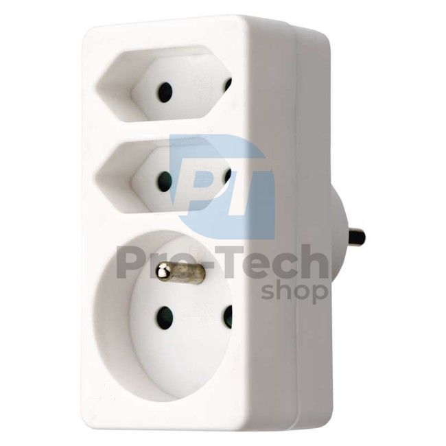 Hub socket 2× flat + 1× round, white 71226