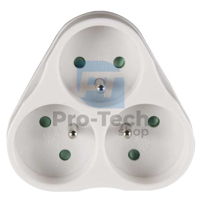 Split socket 3×, round, white 70700