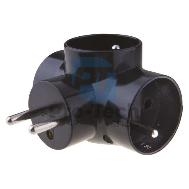 Split socket 3× round, black 70243