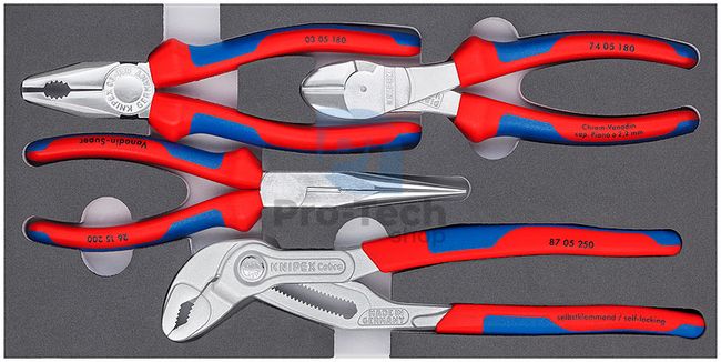 Set Basic Chrome with tools 4pcs KNIPEX 13358