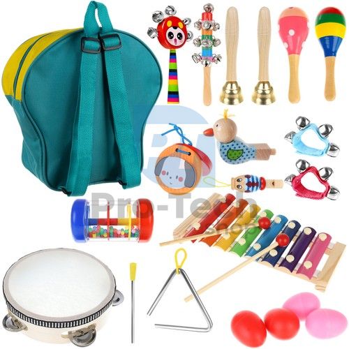 Set of wooden musical instruments in backpack 75045