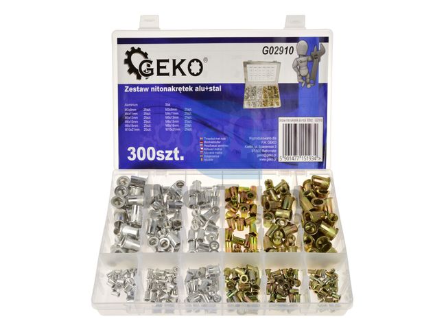 Set of aluminium and steel rivet nuts 300pcs 09877