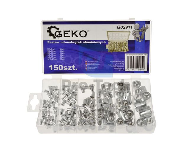 Set of aluminium rivet nuts 150pcs 09884