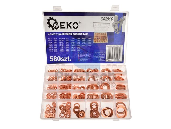 Set of copper washers 580pcs 4 - 30mm 09882