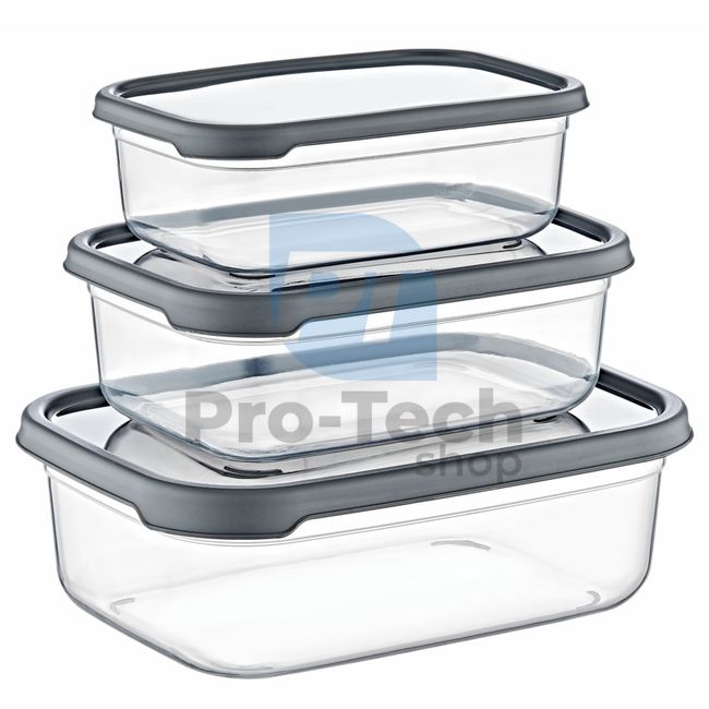 Set of rectangular plastic food containers 3pcs 54094