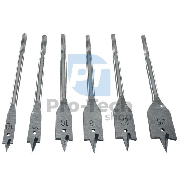 Set of flat wood drill bits 6pcs 10mm - 25mm 01113