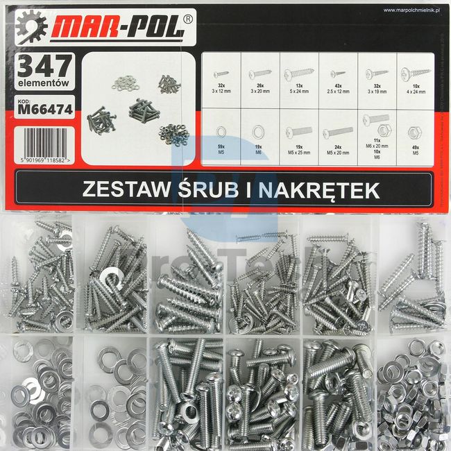 Set of bolts, washers and nuts 347pcs 14171