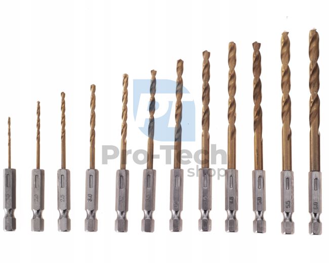 Set of titanium HSS metal drill bits 13pcs 16404