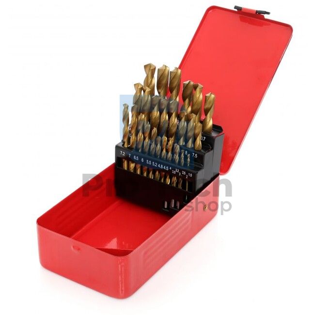 Set of titanium HSS metal drill bits 29pcs 1,5-12,7mm 14637