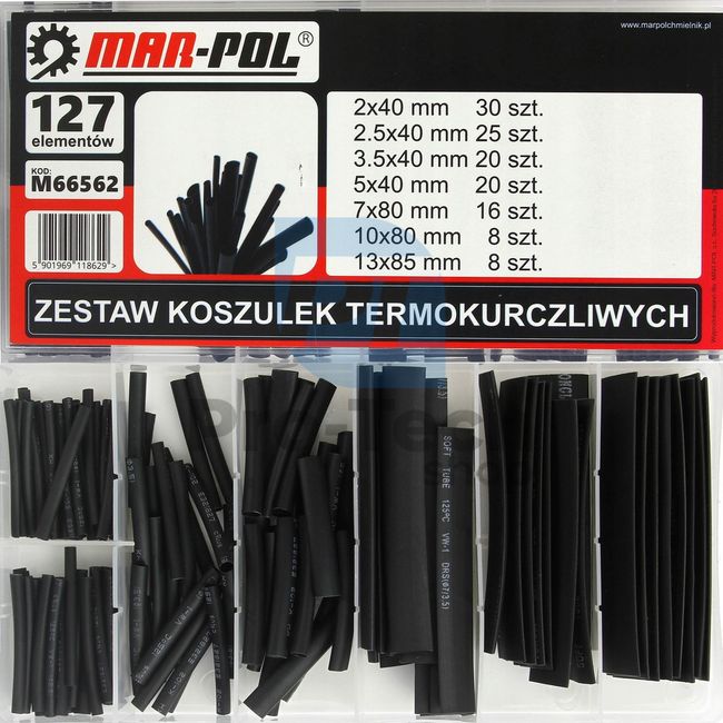 Set of heat shrink tubes 127pcs black 14166