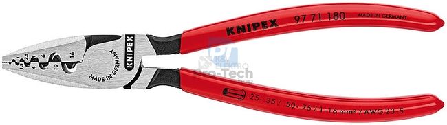 Self-adjusting crimping pliers for end sleeves (with forging), with dipped plastic handles 180 mm KNIPEX 08715