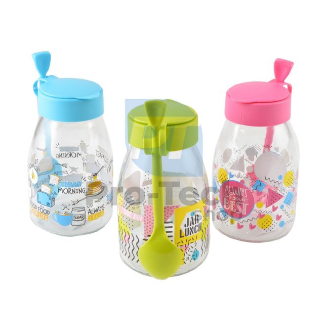 Glass food container 370ml with spoon 53563