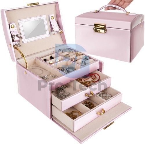 Jewellery box with mirror - pink 75320