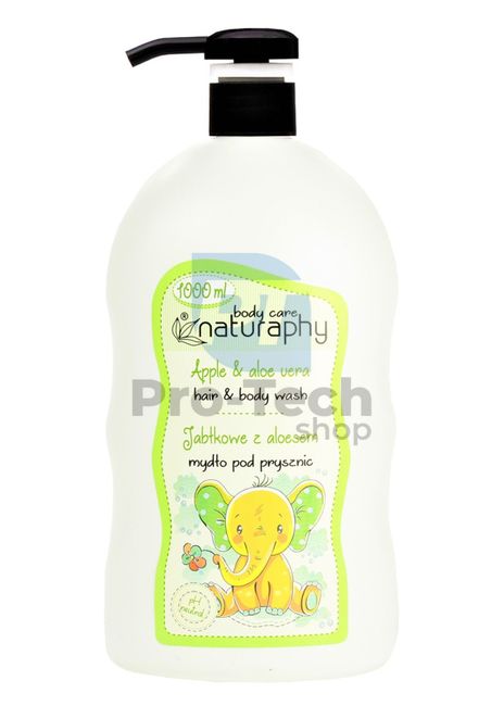 Children's shower gel and shampoo 2in1 apple and aloe vera Naturaphy 1000ml 30028