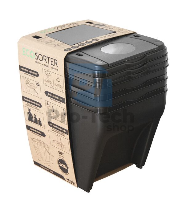 Stackable waste bin ECOSORTER for sorted waste 3x25l 16395