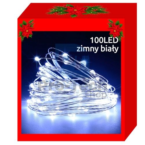 Light chain 100 LEDs on wire - cool white - battery operated 75253